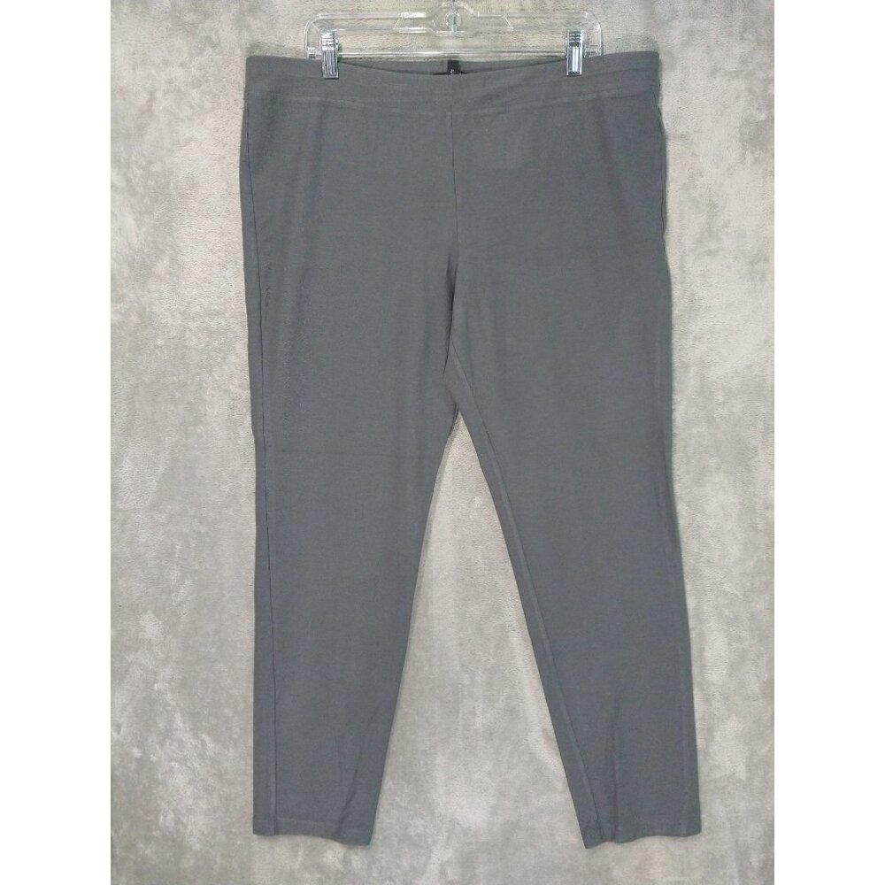 Eileen Fisher Pants Womens 1X Gray System Washable Stretch Crepe Slim Ankle